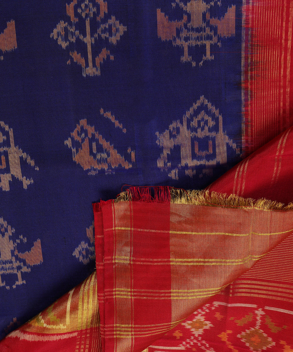 Handloom_Ink_Blue_Mulberry_Silk_Ikat_Patola_Dupatta_With_Maroon_Border_Palla_WeaverStory_04
