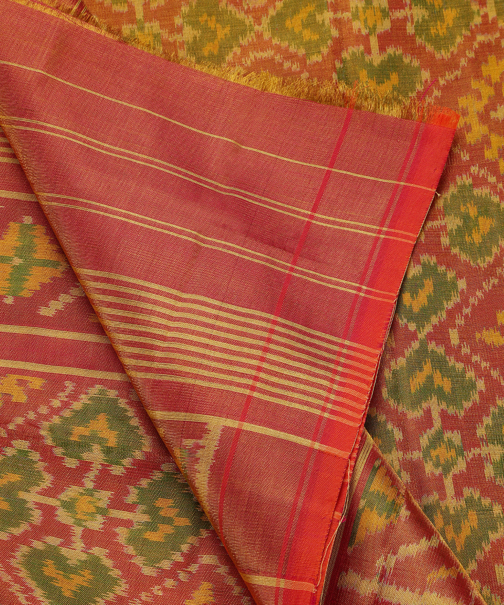 Handloom_Peach_And_Green_Tissue_Mulberry_Silk_Ikat_Patola_Dupatta_WeaverStory_04