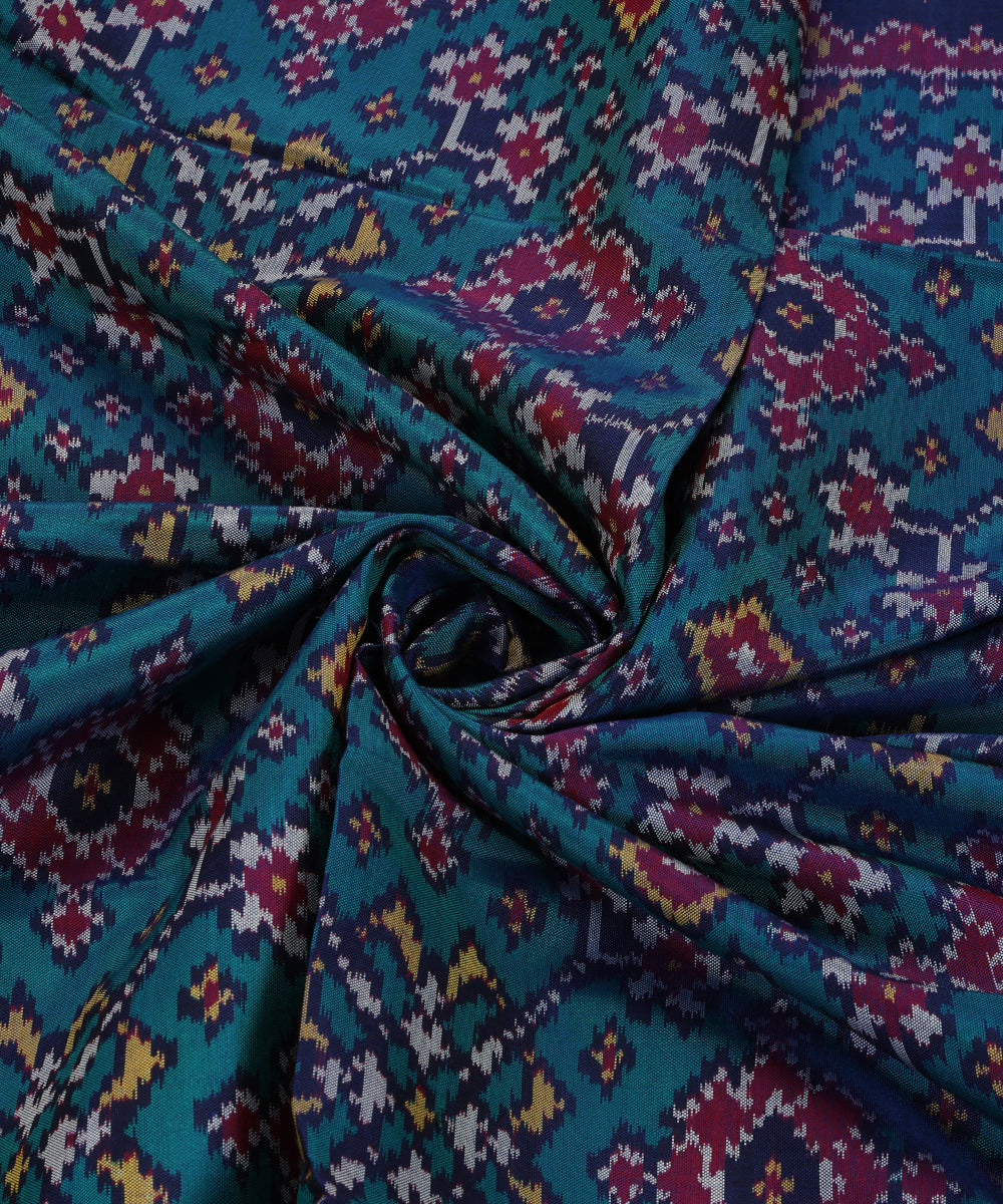 Handloom_Blue_Mulberry_Silk_Ikat_Patola_Dupatta_With_Hathi_Popat_Border_Palla_WeaverStory_05