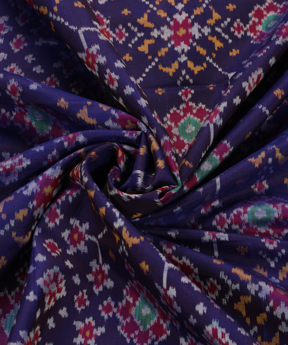 Handloom_Ink_Blue_Mulberry_Silk_Ikat_Patola_Dupatta_With_Purple_Border_Palla_WeaverStory_05
