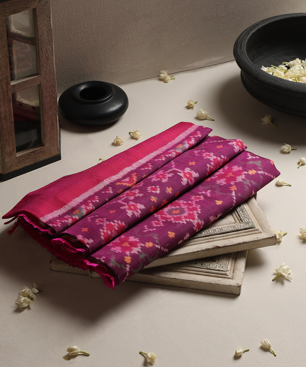 Handloom_Purple_Mulberry_Silk_Ikat_Patola_Dupatta_With_Pink_Border_Palla_WeaverStory_01