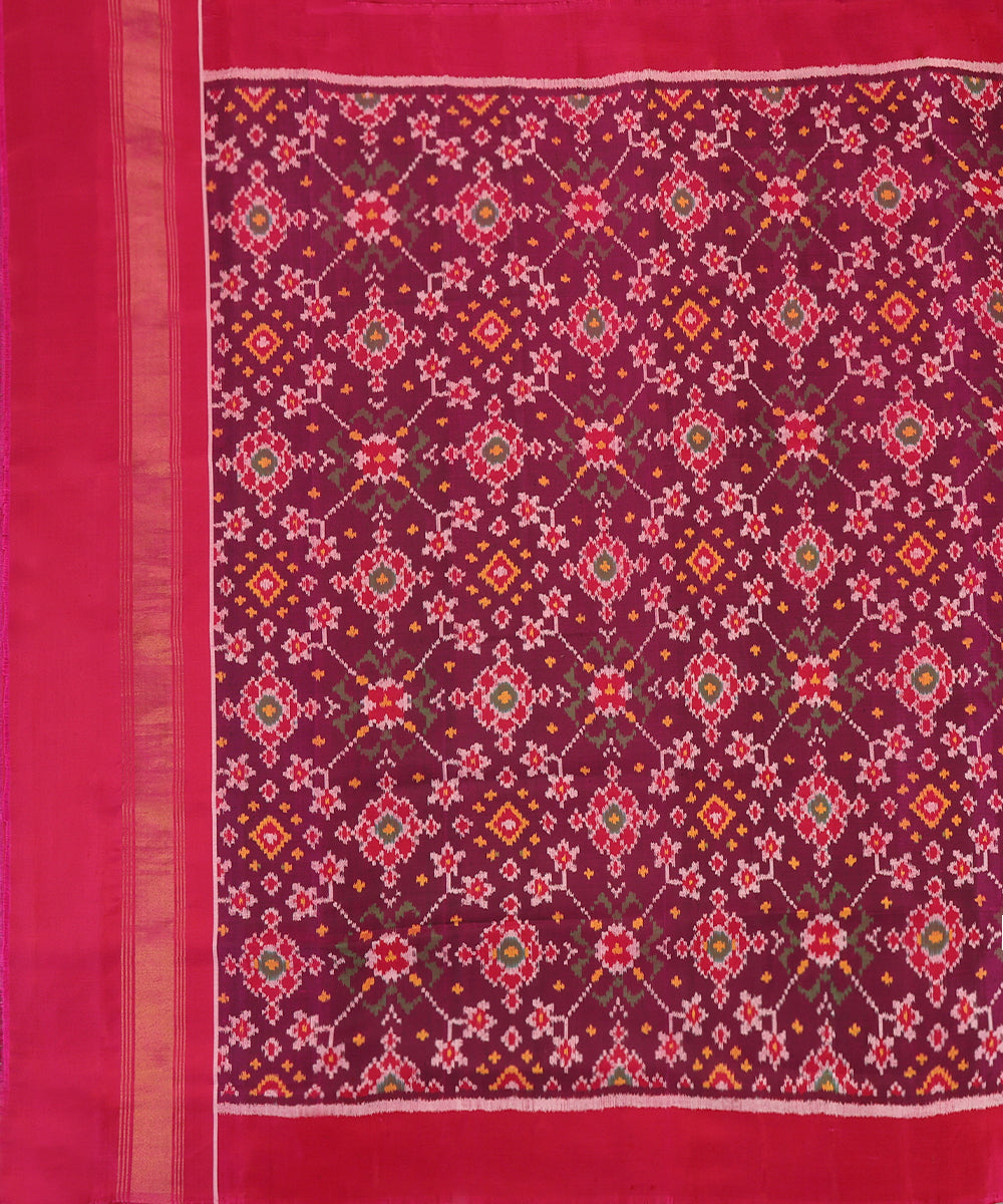 Handloom_Purple_Mulberry_Silk_Ikat_Patola_Dupatta_With_Pink_Border_Palla_WeaverStory_02