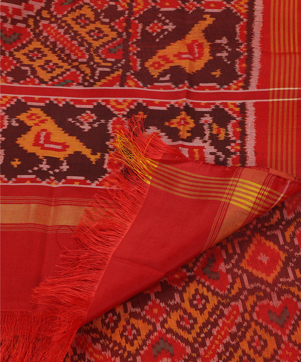 Handloom_Red_And_Mustard_Mulberry_Silk_Ikat_Patola_Dupatta_WeaverStory_04