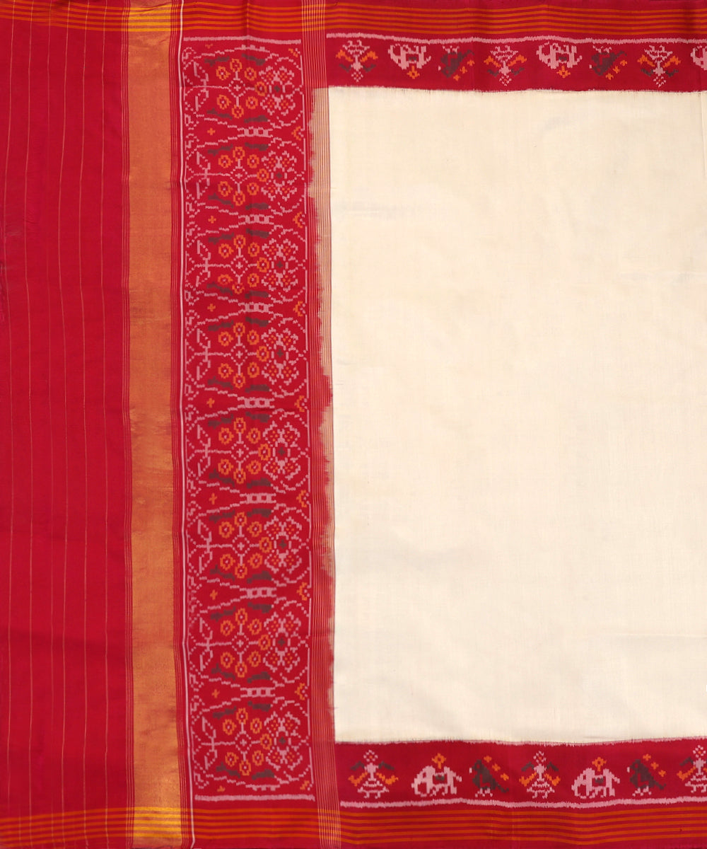 Handloom_Plain_White_Mulberry_Silk_Ikat_Patola_Dupatta_With_Pink_Border_Palla_WeaverStory_02