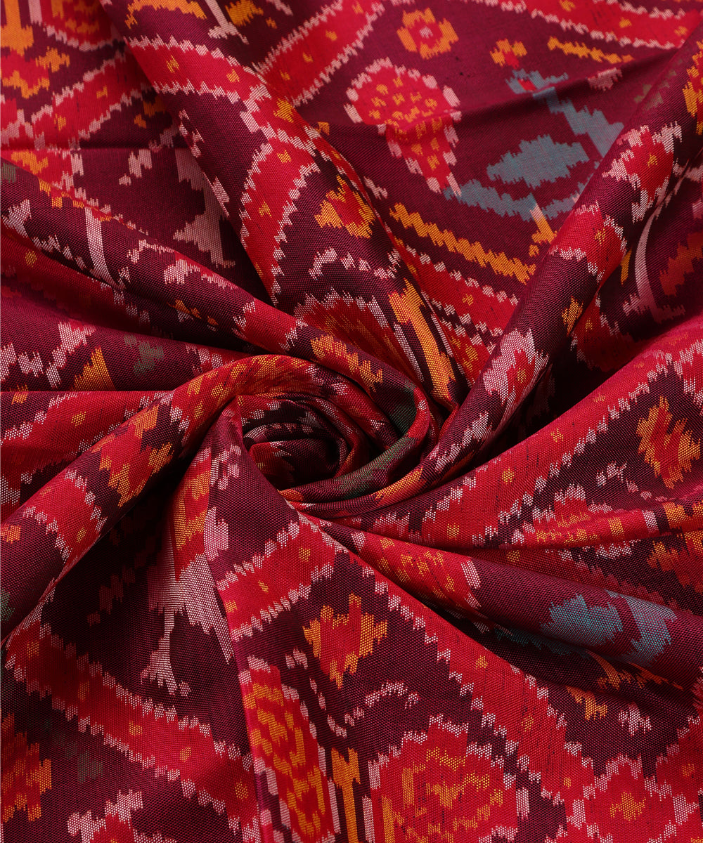 Handloom_Red_Mulberry_Silk_Patola_Dupatta_With_Hathi_Popat_And_Traditional_Ikat_WeaverStory_05