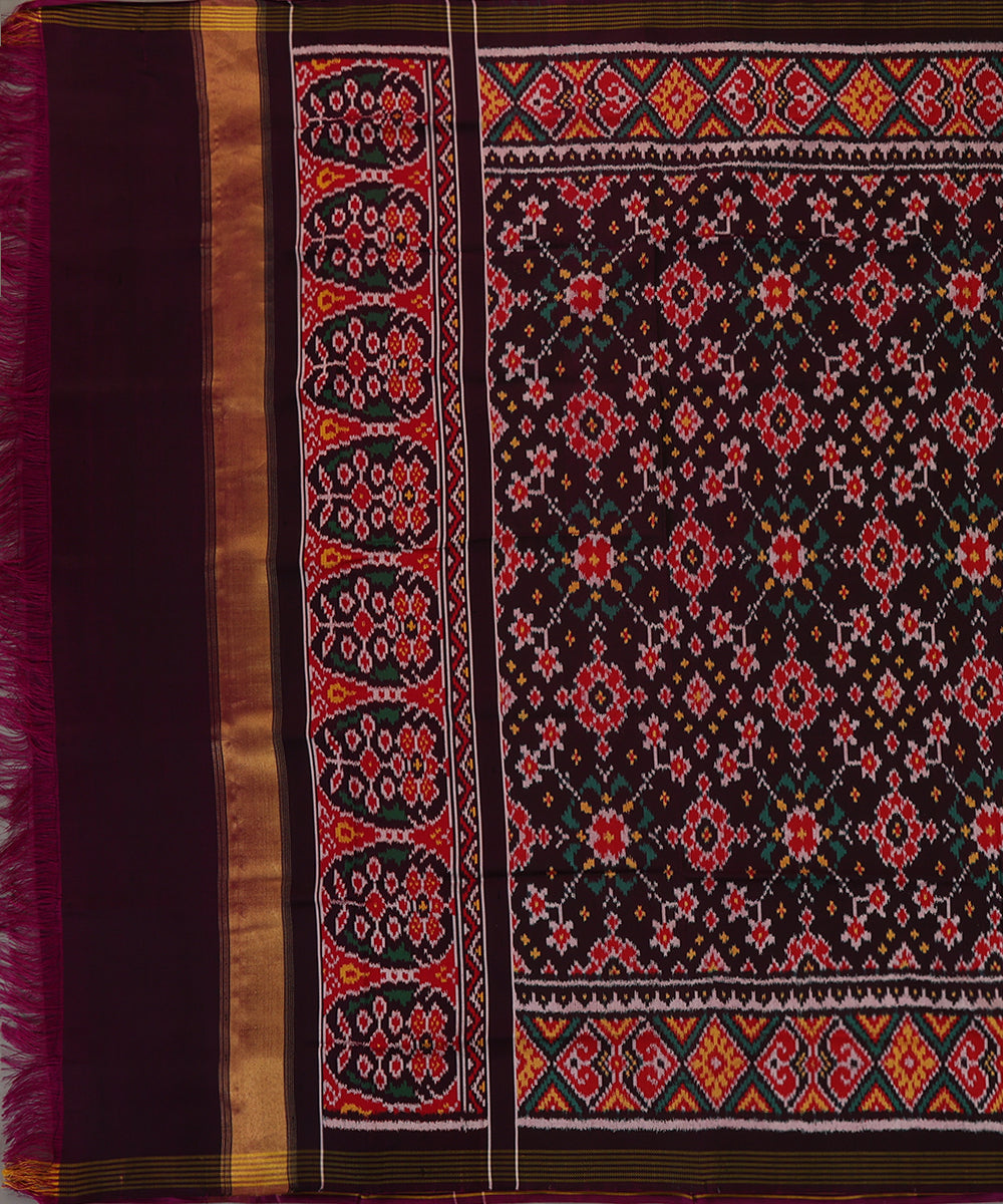 Handloom_Purple_Twill_Weave_Pure_Mulberry_Silk_Ikat_Patola_Dupatta_With_Goemtric_And_Tissue_Border_WeaverStory_02