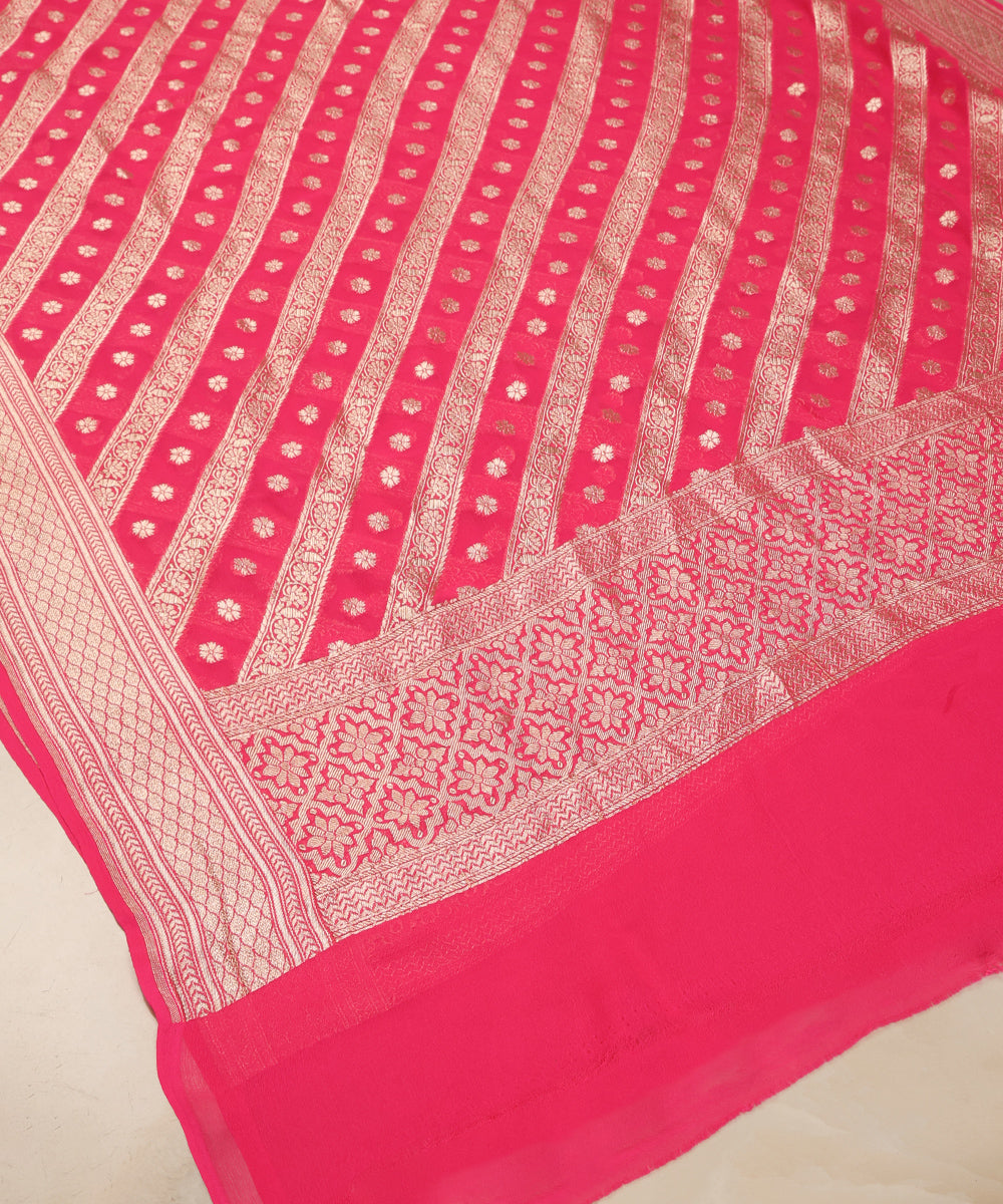 Handloom_Pink_Pure_Banarasi_Georgette_Dupatta_With_Cheveron_Design_WeaverStory_03