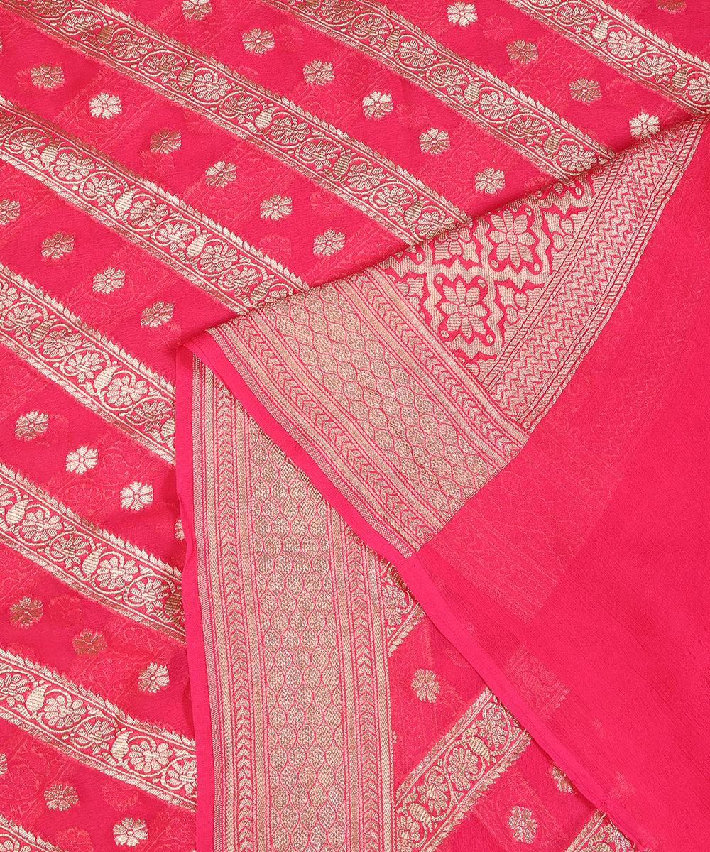 Handloom_Pink_Pure_Banarasi_Georgette_Dupatta_With_Cheveron_Design_WeaverStory_04
