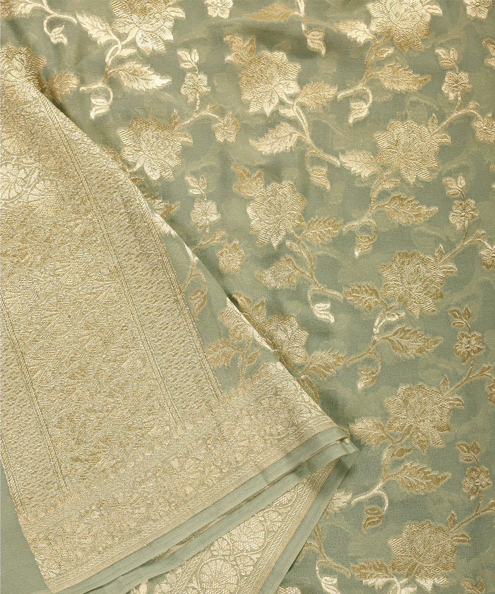 Pastel_Green_Handloom_Pure_Georgette_Banarasi_Dupatta_With_Floral_Jaal_WeaverStory_04