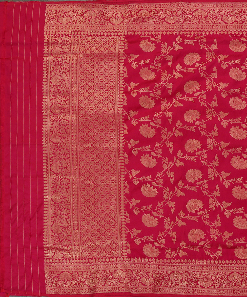 Handloom_Rani_Pink_Pure_Katan_Silk_Banarasi_Dupatta_With_Jaal_WeaverStory_02