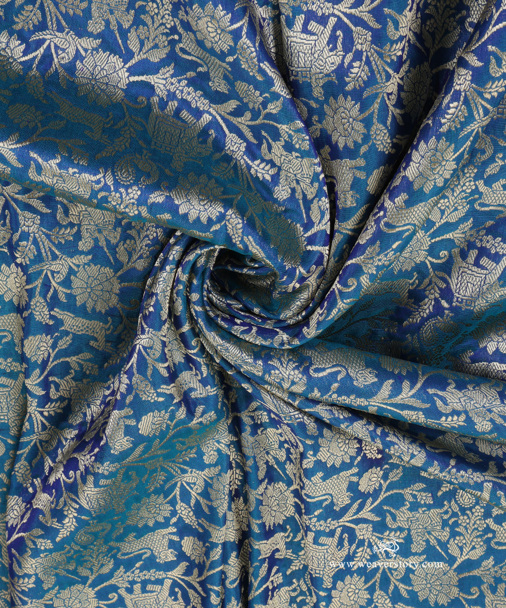 Teal_Handloom_Pure_Katan_Silk_Kimkhab_Shikargah_Banarasi_Dupatta_WeaverStory_05