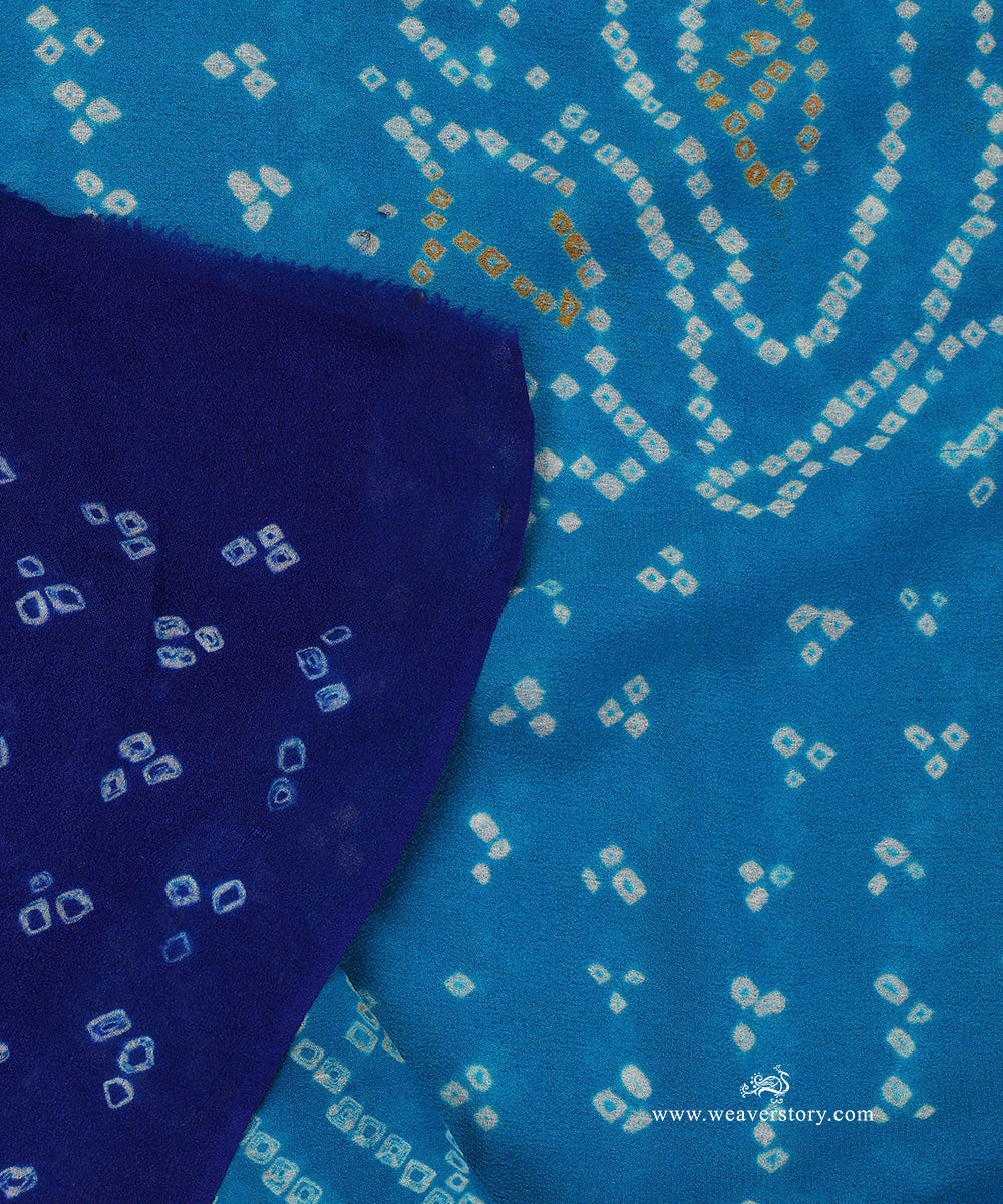 Handloom_Green_And_Pink_Pure_Georgette_Dupatta_WeaverStory_04
