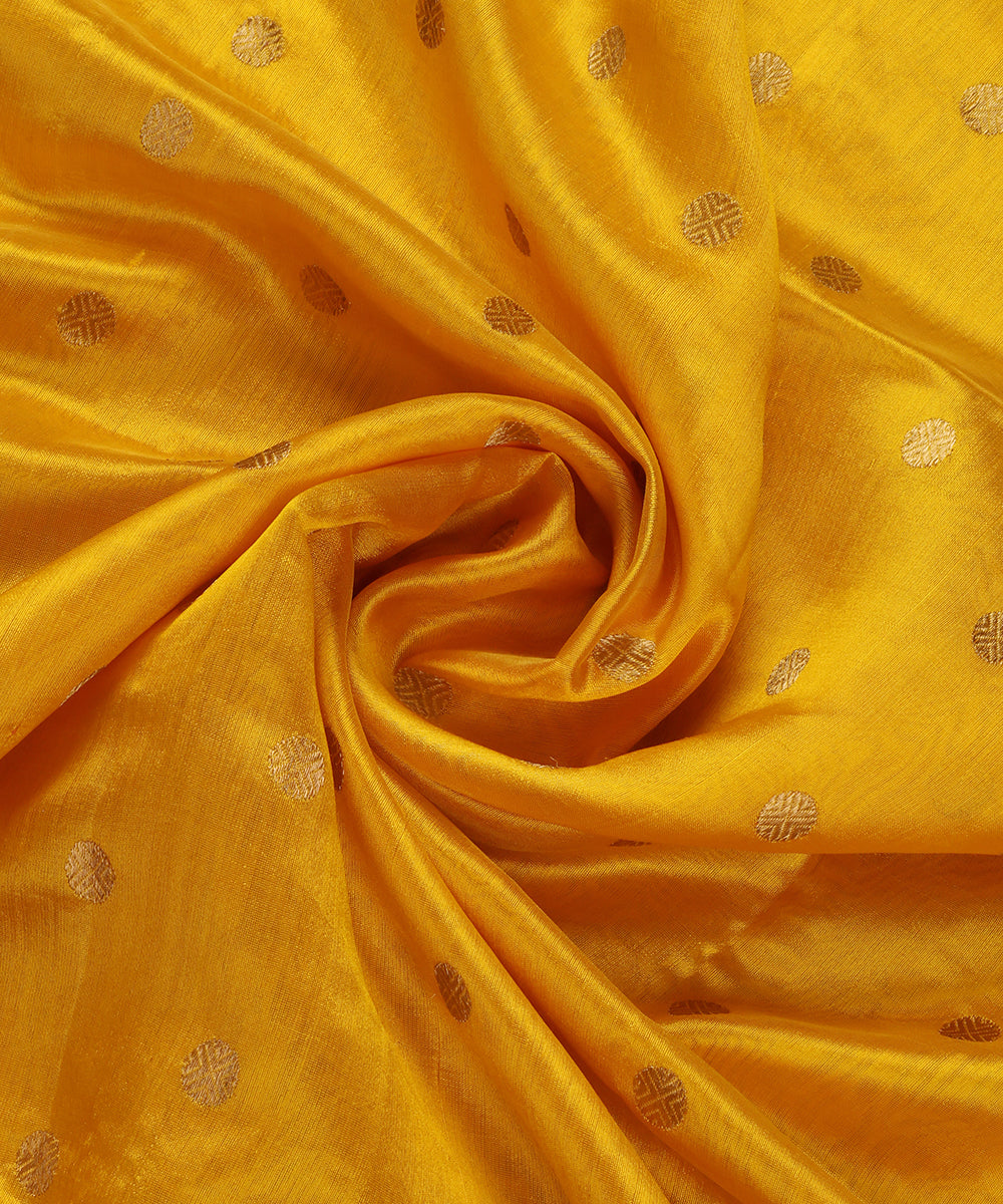 Yellow_Handloom_Pure_Silk_Chanderi_Dupatta_With_Gold_Polka_Dots_WeaverStory_05