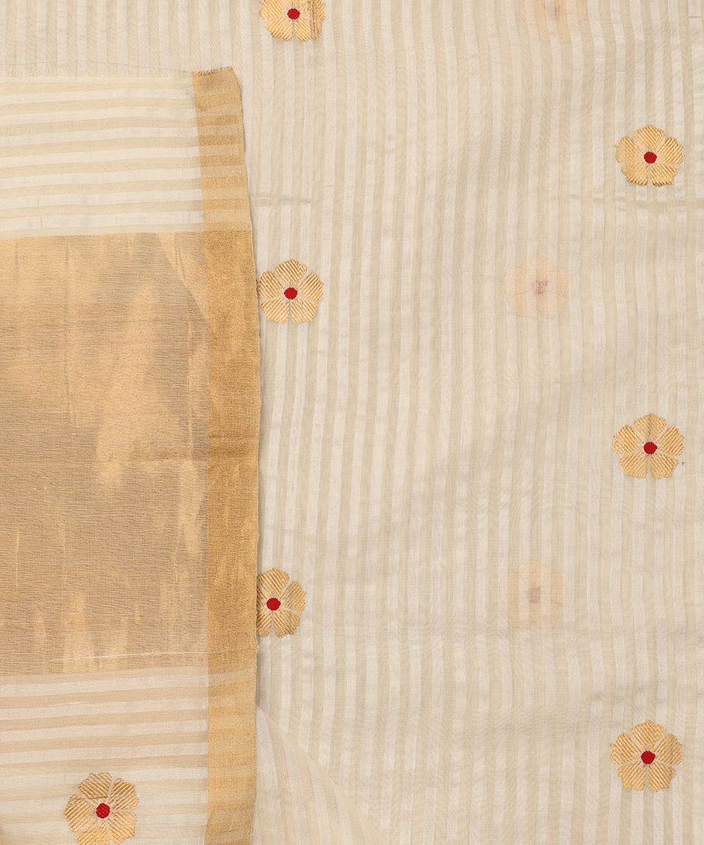 Off-White_Handloom_Pure_Silk_Chanderi_Dupatta_With_Gold_Floral_Motif_And_Red_Meena_WeaverStory_04