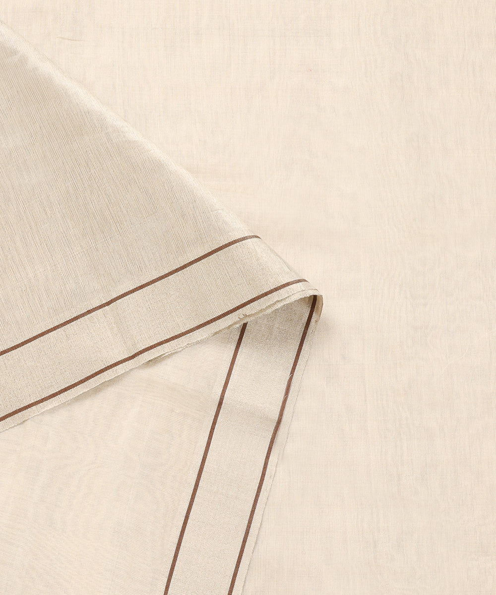 Off_White_Handloom_Pure_Tissue_Chanderi_Dupatta_With_Thin_Brown_Lining_Border_WeaverStory_04