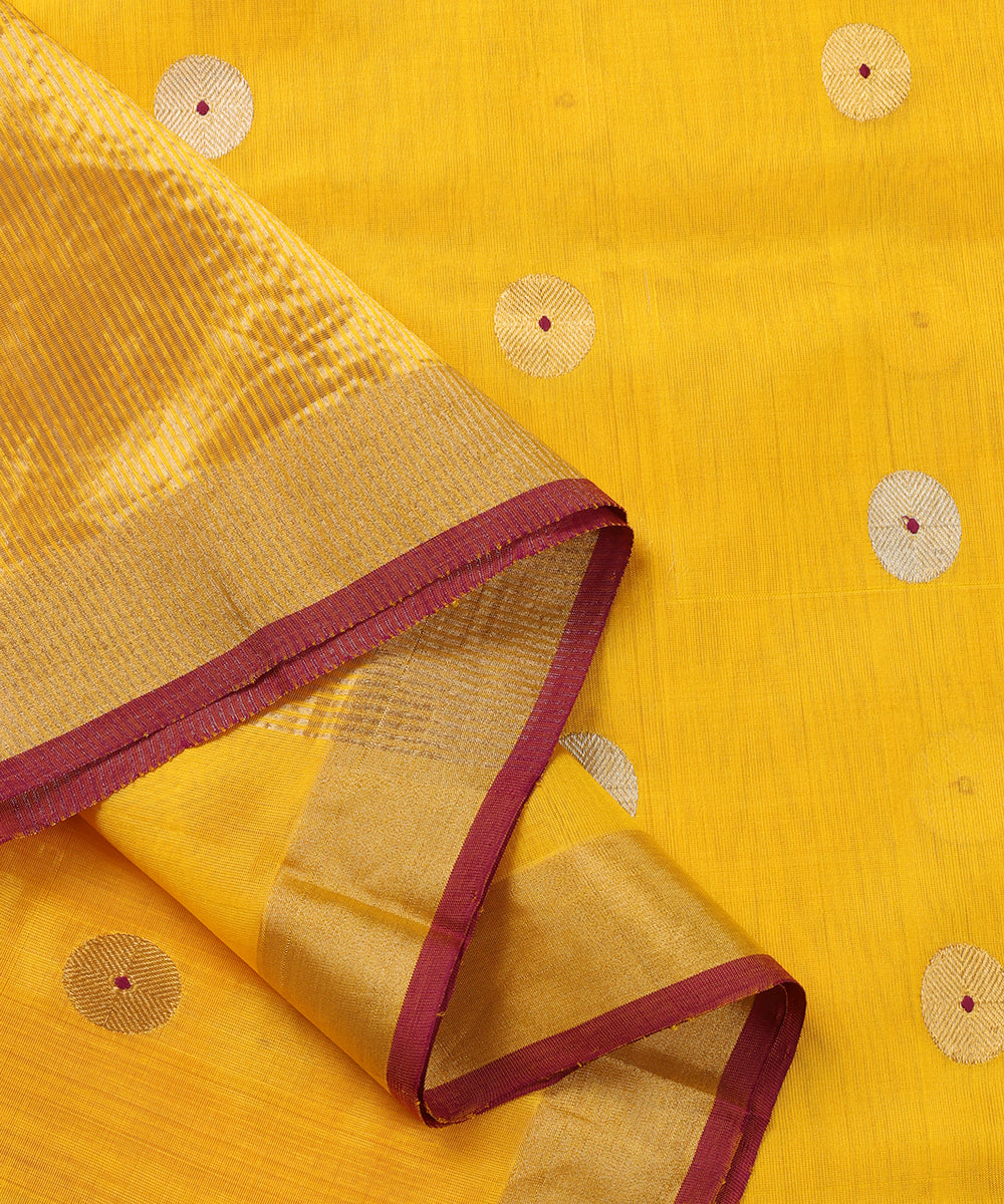 Yellow_Handloom_Chanderi_Silk_Dupatta_With_Asharfi_Boota_WeaverStory_04