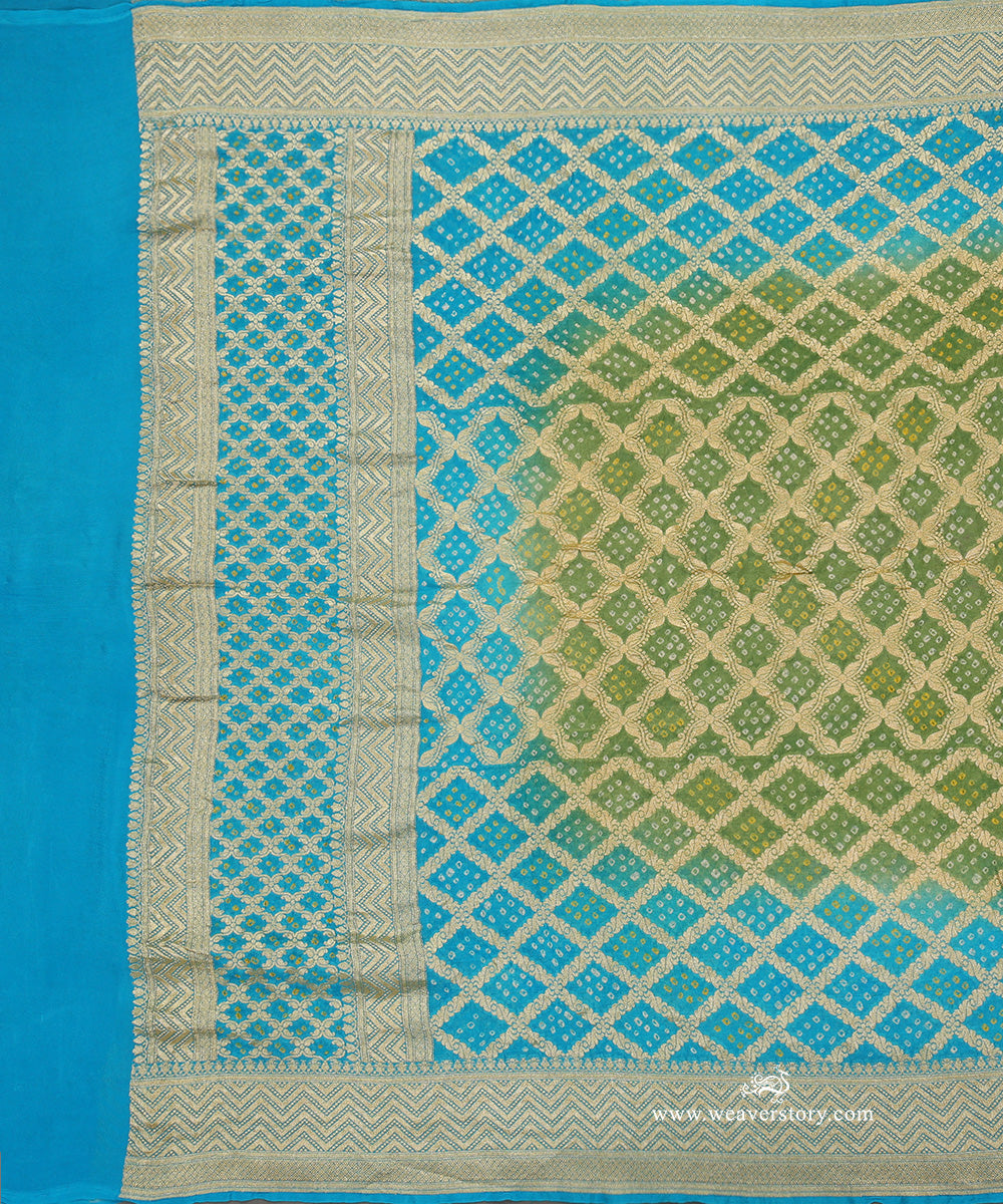 Heena_Green_And_Blue_Ombre_Dyed_Handloom_Pure_Georgette_Banarasi_Bandhej_Dupatta_WeaverStory_02