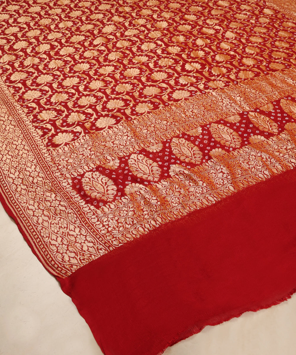 Maroon_Handloom_Pure_Georgette_Banarasi_Bandhej_Dupatta_WeaverStory_03