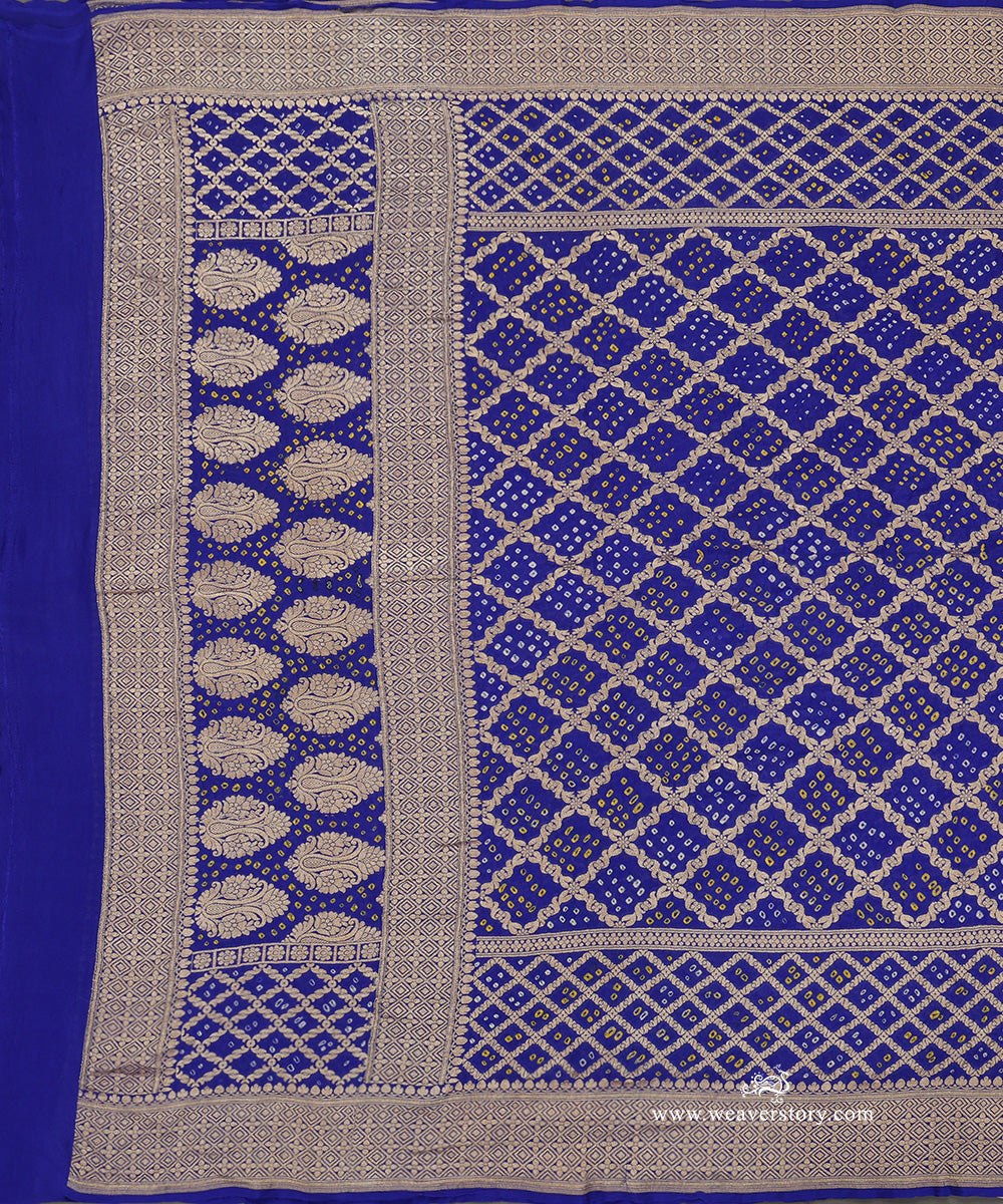 Blue_Handloom_Pure_Georgette_Banarasi_Bandhej_Dupatta_WeaverStory_02