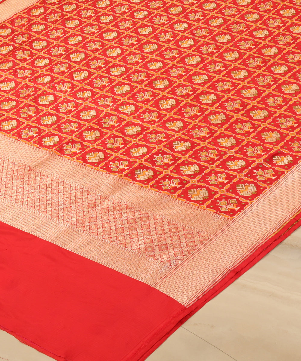 Red_Handloom_Pure_Katan_Silk_Cutwork_Banarasi_Patola_Dupatta_WeaverStory_03