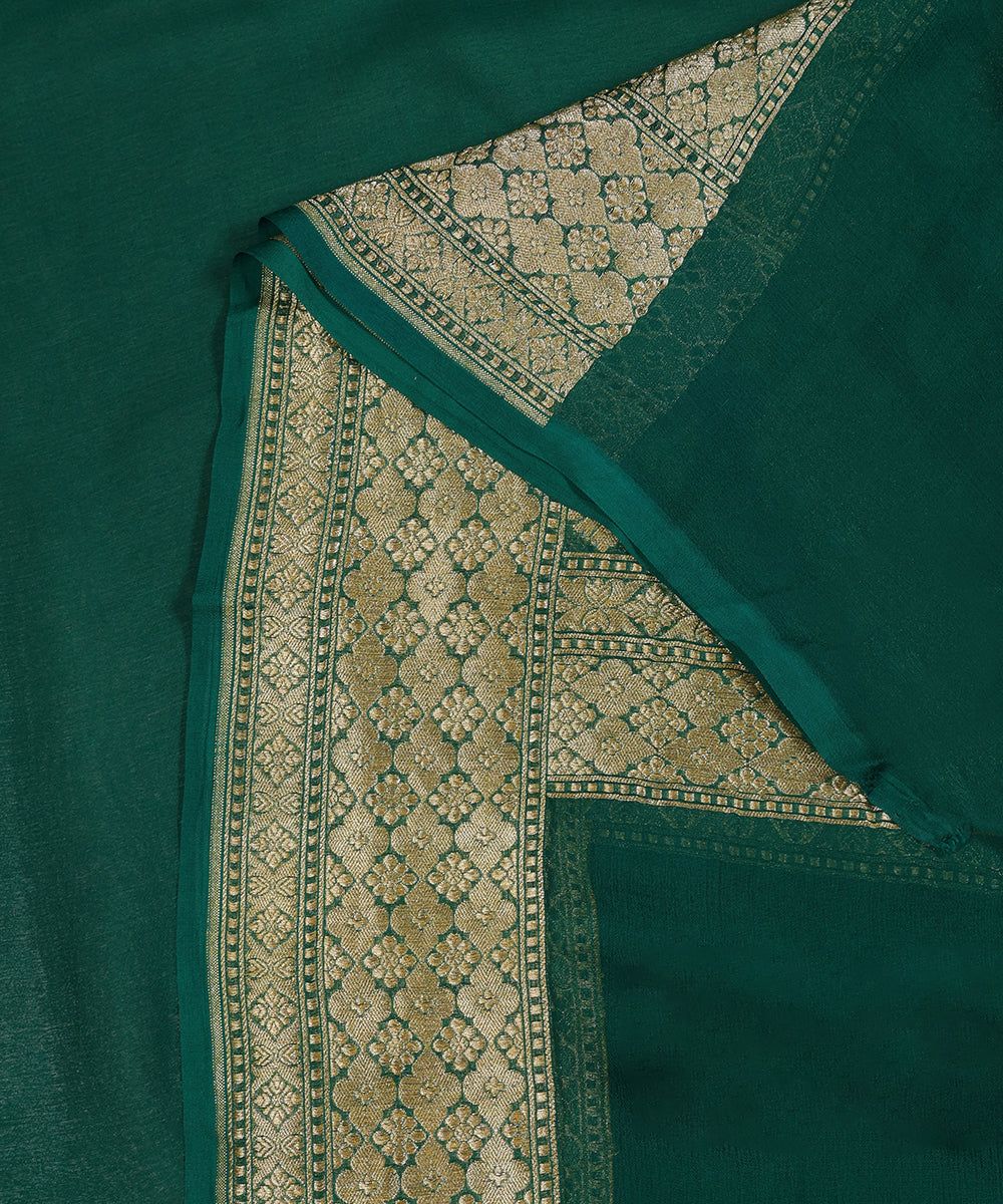 Green_Handloom_Pure_Georgette_Duptta_With_Gold_Zari_Border_WeaverStory_04
