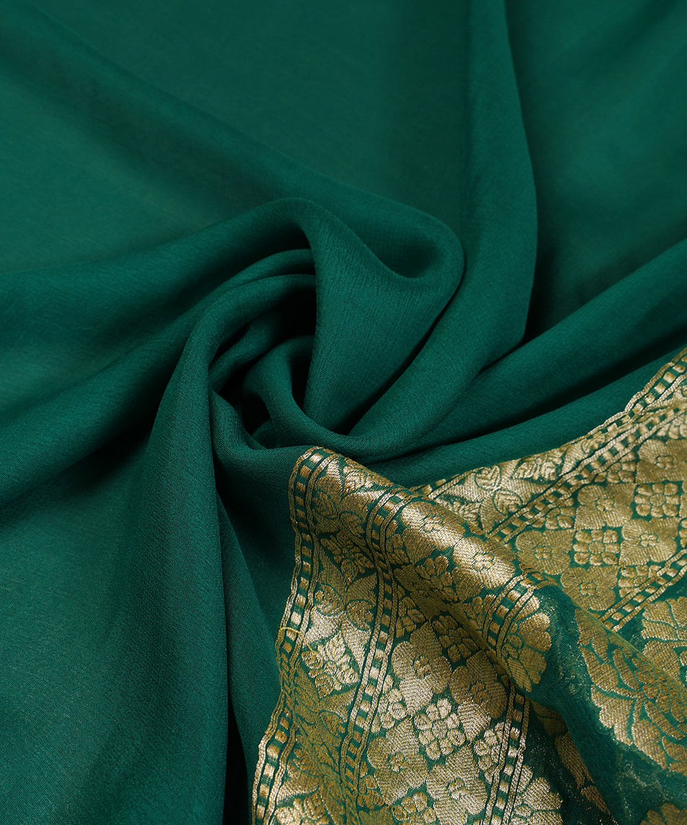 Green_Handloom_Pure_Georgette_Duptta_With_Gold_Zari_Border_WeaverStory_05