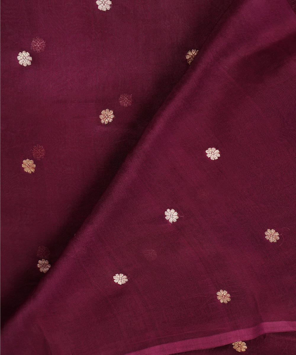 Dark_Purple_Handloom_Pure_Kora_Silk_Banarasi_Dupatta_With_Floral_Zari_Booti_WeaverStory_04