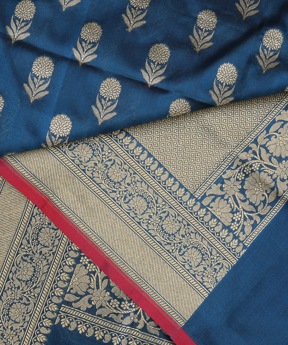 Blue_Handloom_Banarasi_Katan_Georgette_Dupatta_WeaverStory_04