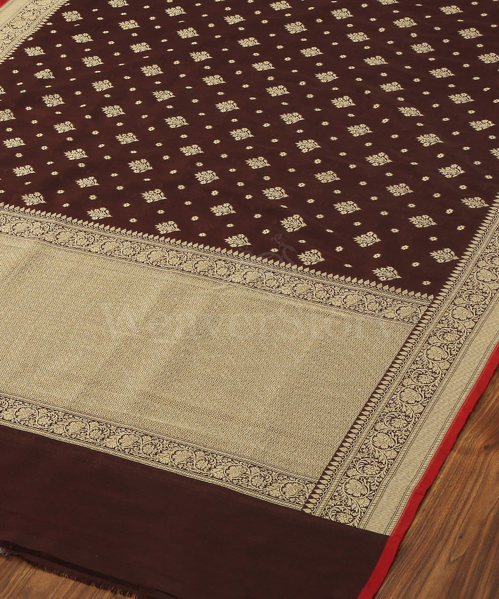 Wine_Handloom_Katan_Georgette_Banarasi_Dupatta_with_Gold_Booti_WeaverStory_03