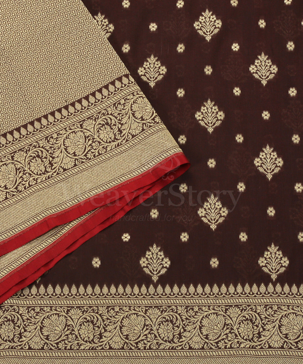 Wine_Handloom_Katan_Georgette_Banarasi_Dupatta_with_Gold_Booti_WeaverStory_04