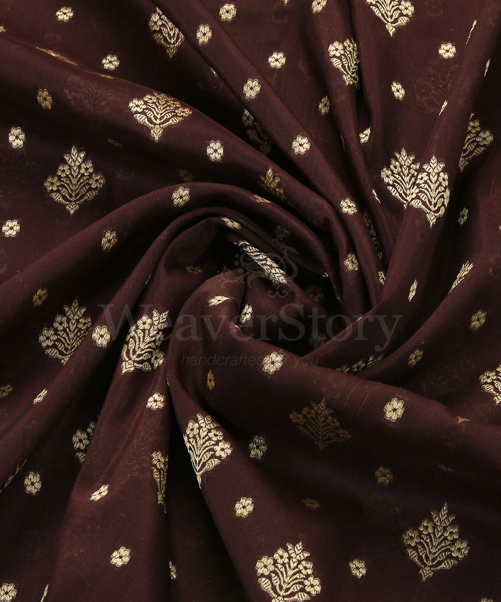 Wine_Handloom_Katan_Georgette_Banarasi_Dupatta_with_Gold_Booti_WeaverStory_05