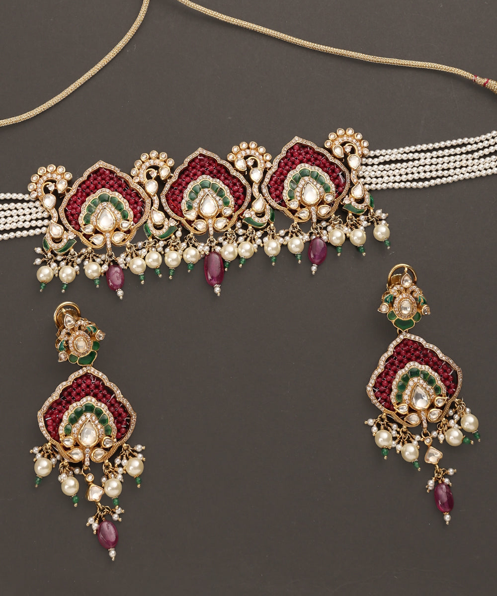 Zinnat_Handcrafted_Pure_Silver_Necklace_Set_With_Pearls_And_Semi_Precious_Stones_WeaverStory_03