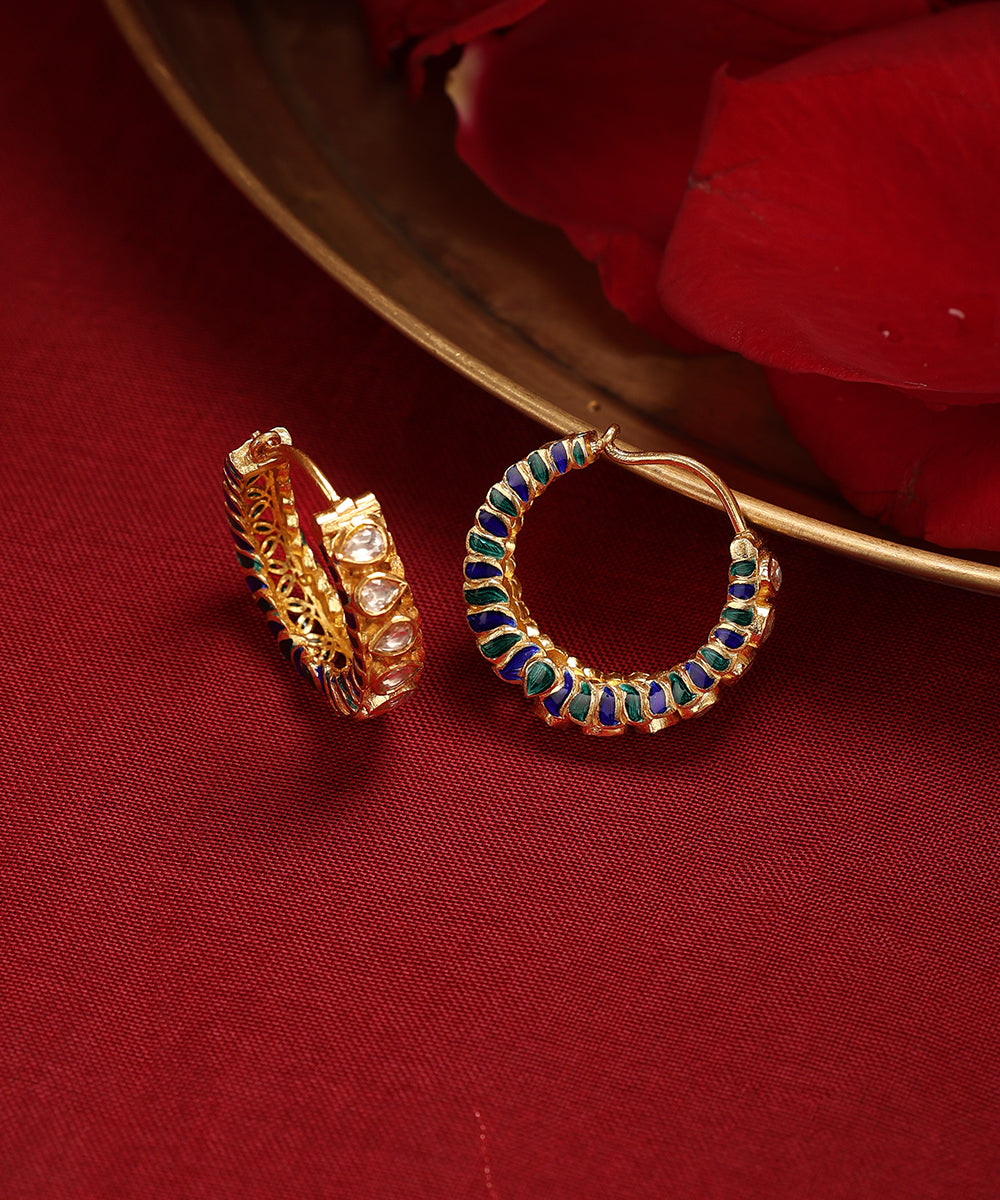 Zari_Handcrafted_Pure_Silver_Hoop_Earrings_With_Semi_Precious_Stones_WeaverStory_01