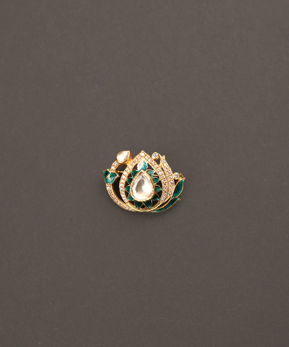 Nigar_Handcrafted_Pure_Silver_Brooch_With_Semi_Precious_Stones_WeaverStory_02