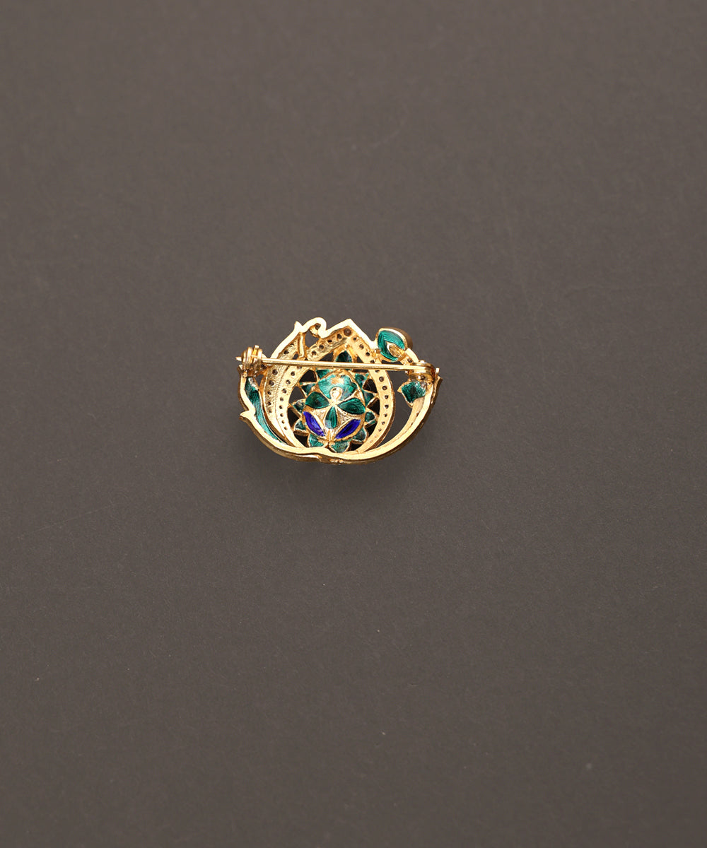 Nigar_Handcrafted_Pure_Silver_Brooch_With_Semi_Precious_Stones_WeaverStory_03