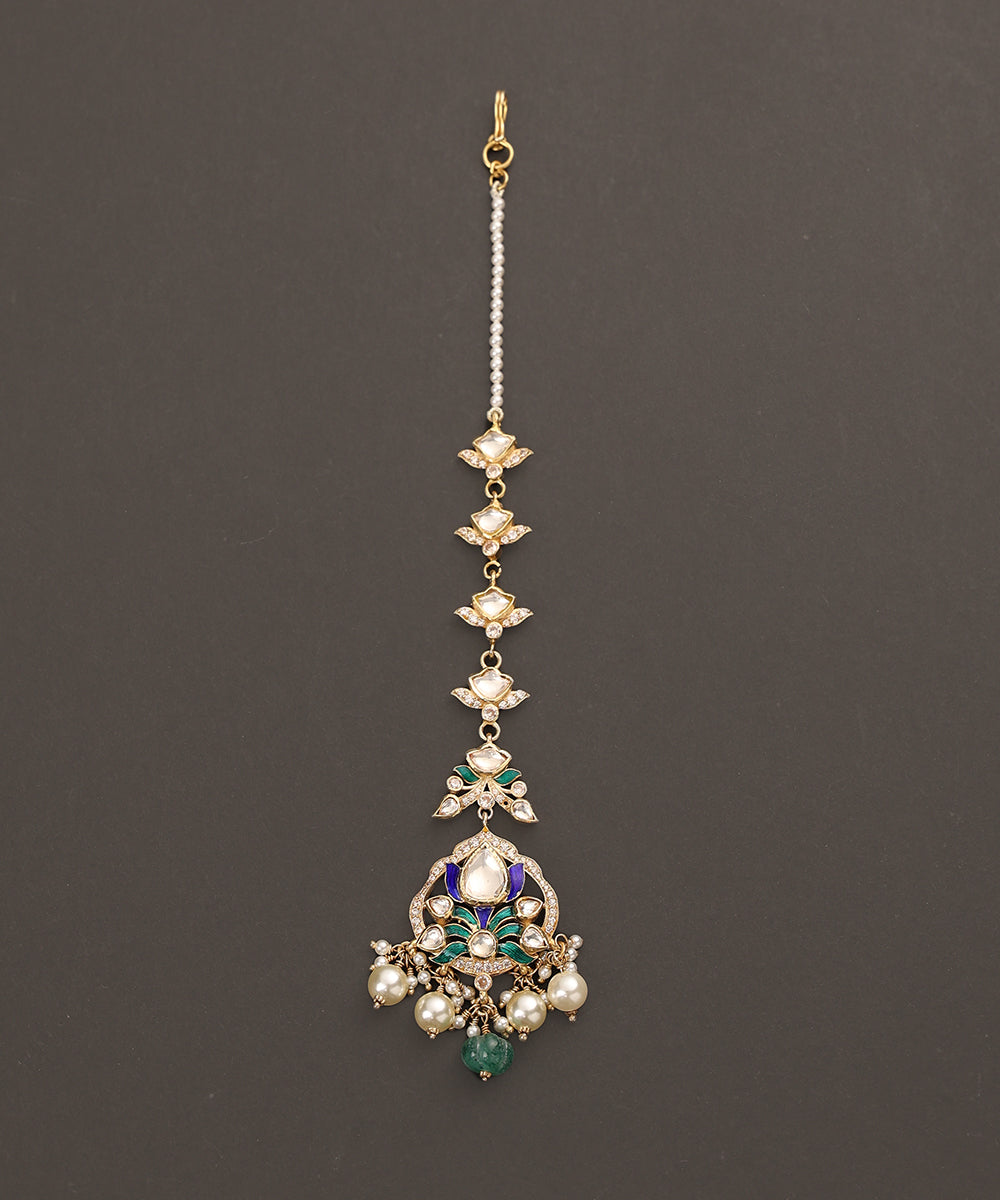 Darya_Handcrafted_Pure_Silver_Maangtika_With_Semi_Precious_Stones_WeaverStory_02