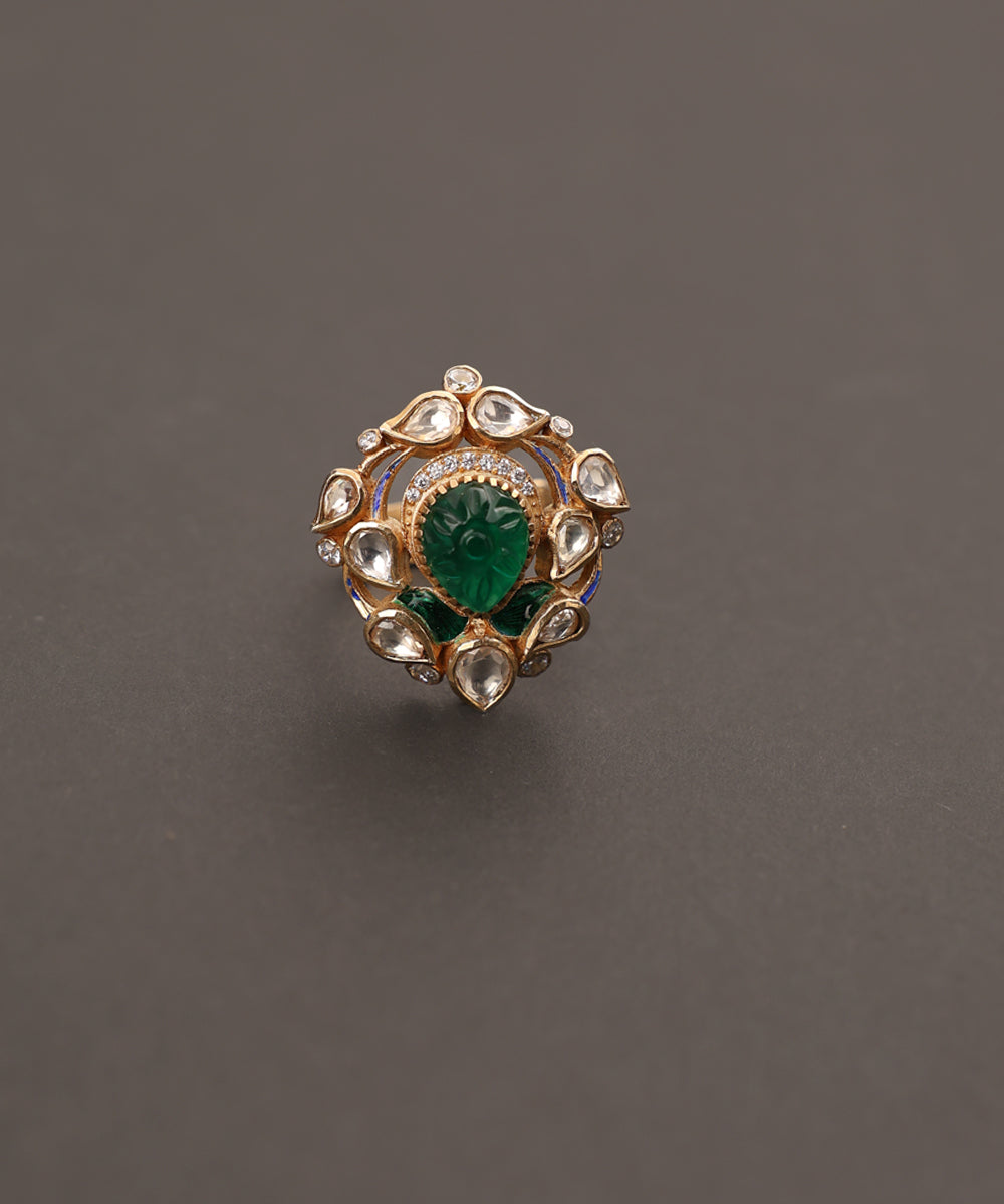 Nagma_Handcrafted_Pure_Silver_Ring_With_Semi_Precious_Stones_WeaverStory_02