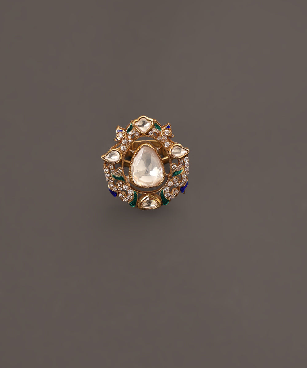 Nargis_Handcrafted_Pure_Silver_Ring_With_Semi_Precious_Stones_WeaverStory_02