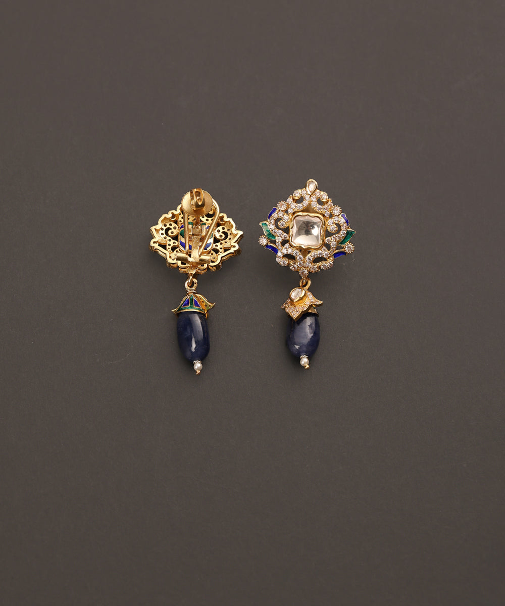 Saba_Handcrafted_Pure_Silver_Stud_Earrings_With_Semi_Precious_Stones_WeaverStory_02