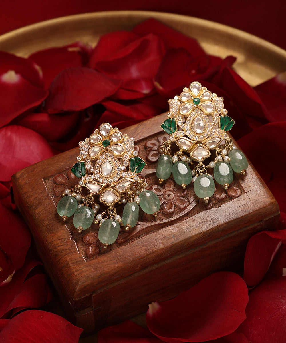 Nazneen_Handcrafted_Pure_Silver_Earrings_With_Semi_Precious_Stones_WeaverStory_01