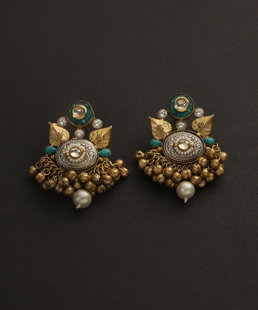 Aabdar_Handcrafted_Earrings_With_Leaf_Motifs_And_Ghungaroo_WeaverStory_02