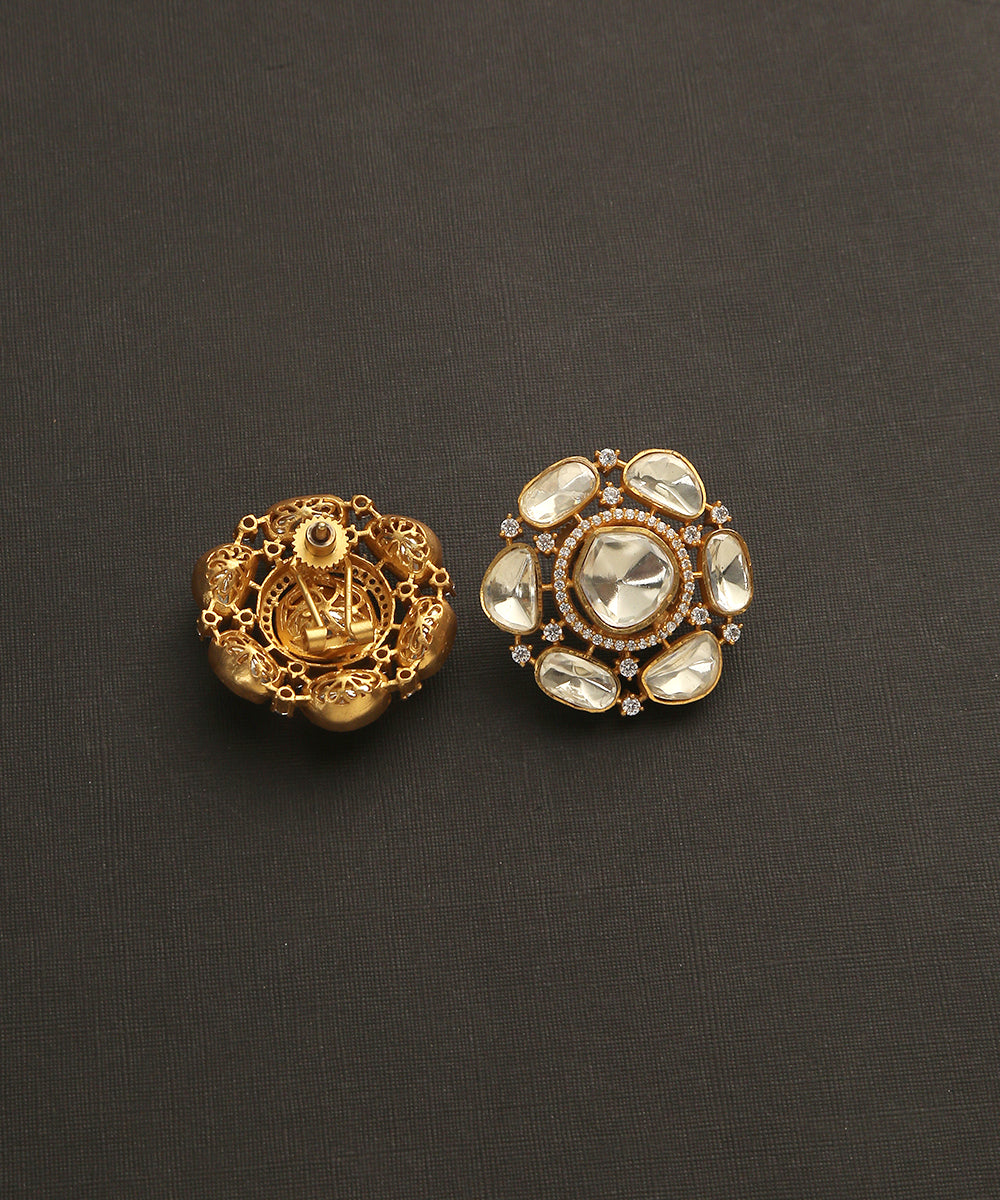 Taalia_Handcrafted_Studs_With_Moissanite_Polki_WeaverStory_03
