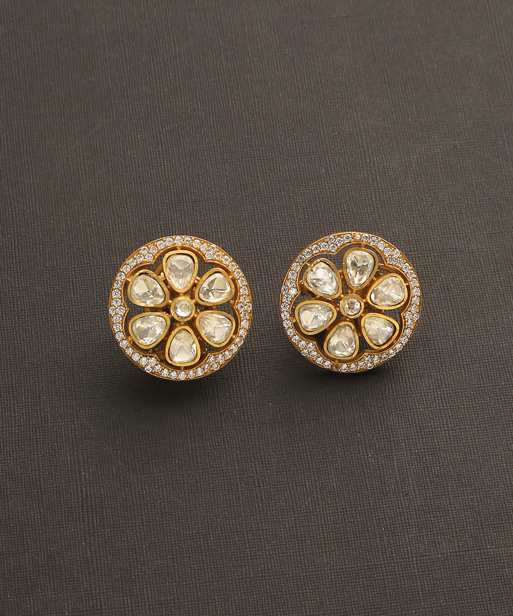 Aaliyah_Handcrafted_Floral_Studs_With_Moissanite_Polki_WeaverStory_02