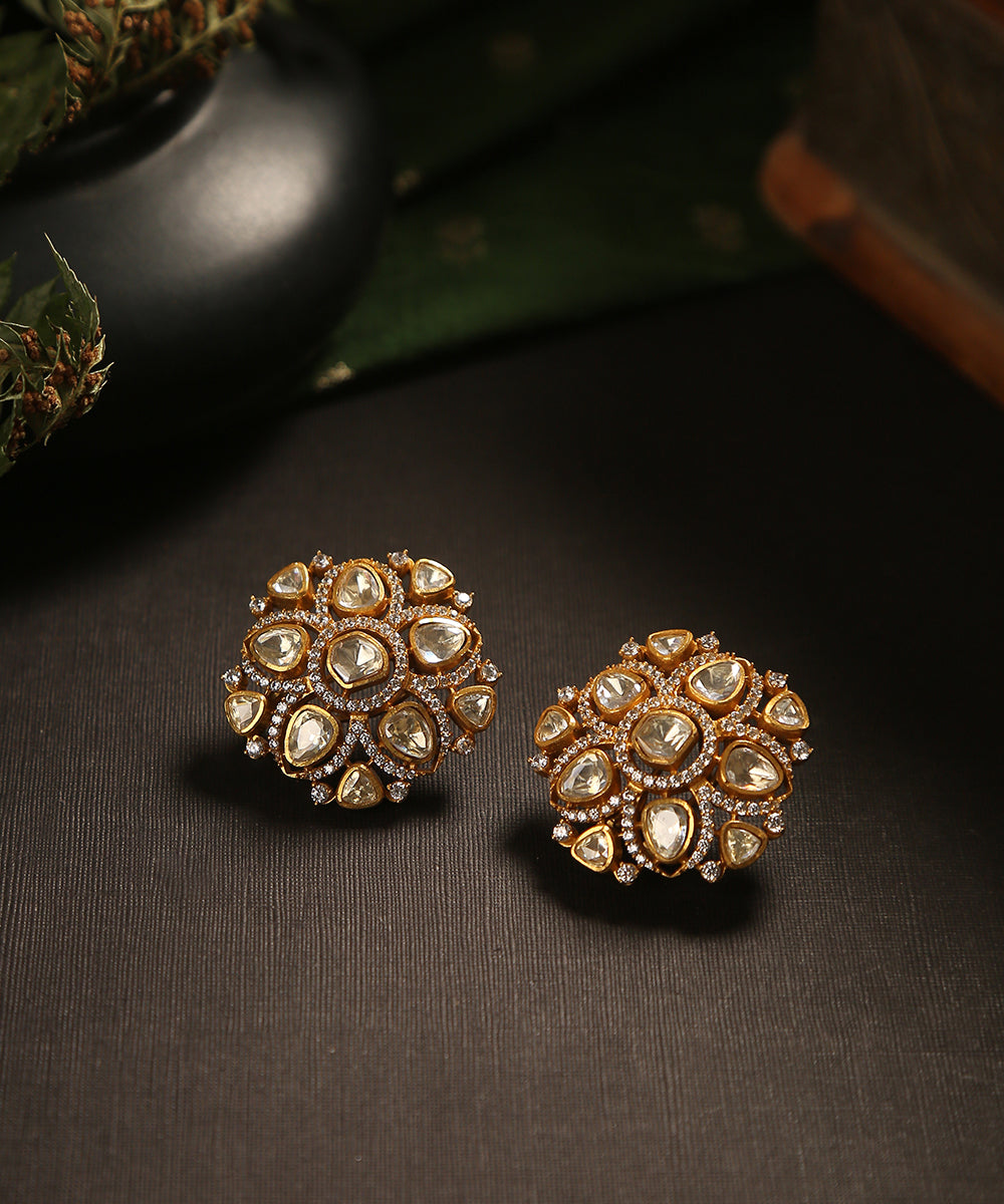 Aaqaa_Handcrafted_Earrings_With_Moissanite_Polki_WeaverStory_01