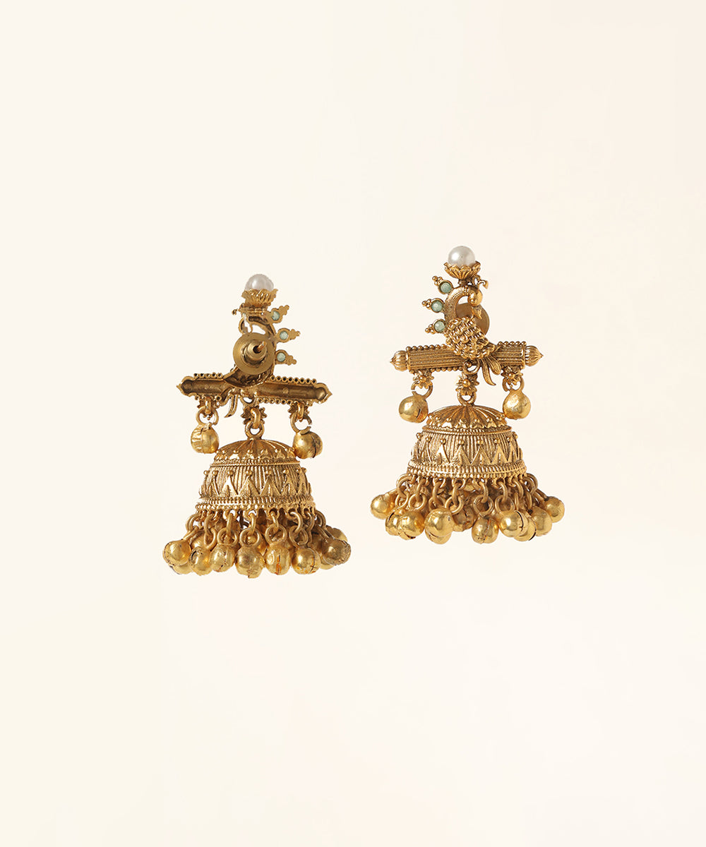 Simon Handcrafted Jhumka With Peacock Motif Jewellery