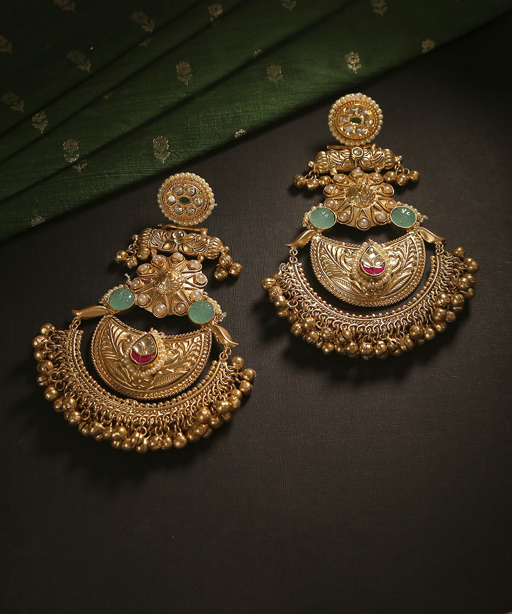 Yushfa_Handcrafted_Golden_Chandbali_With_Ghungaroo_WeaverStory_01