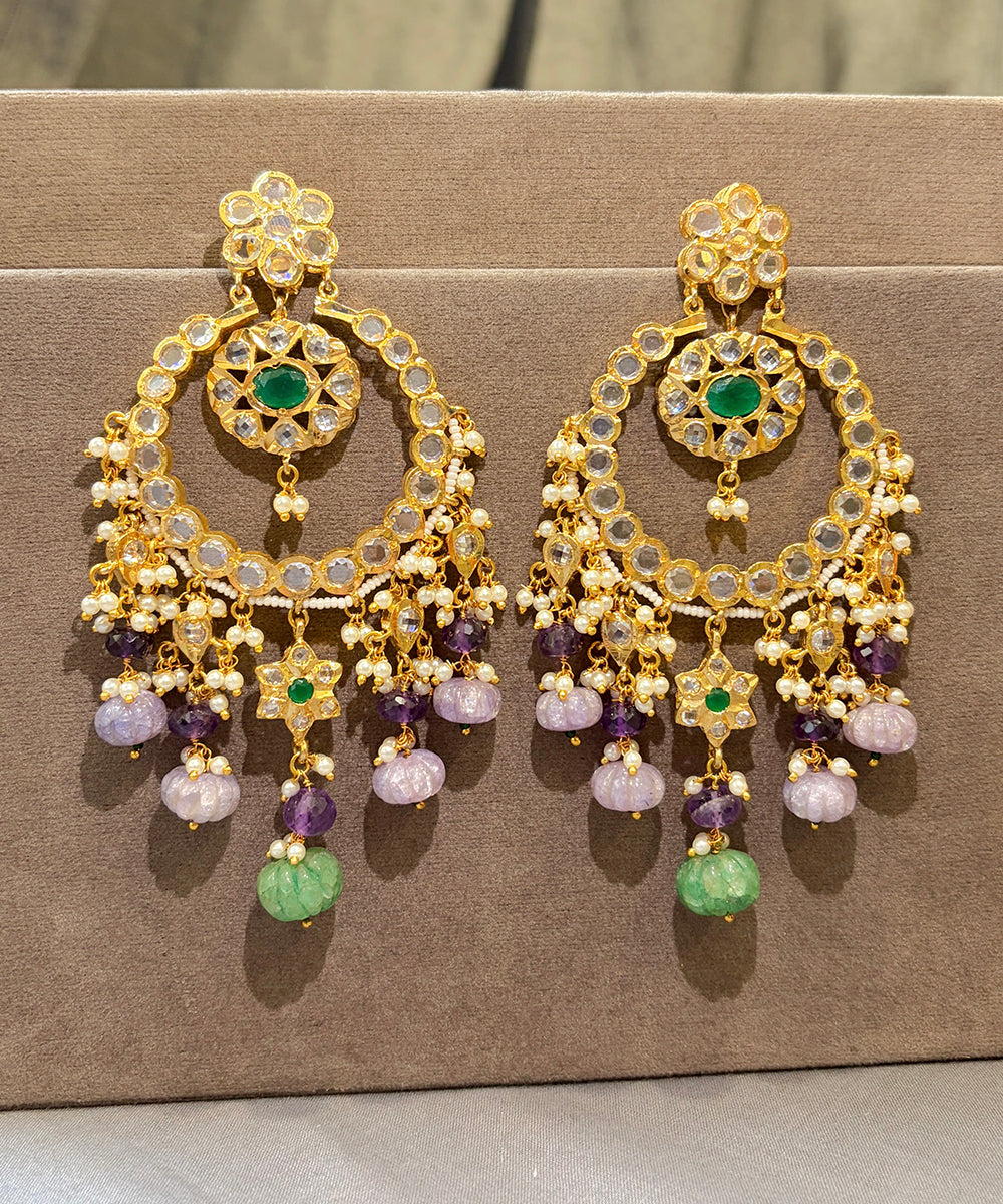 Crystal & Bead Chandbali Earrings