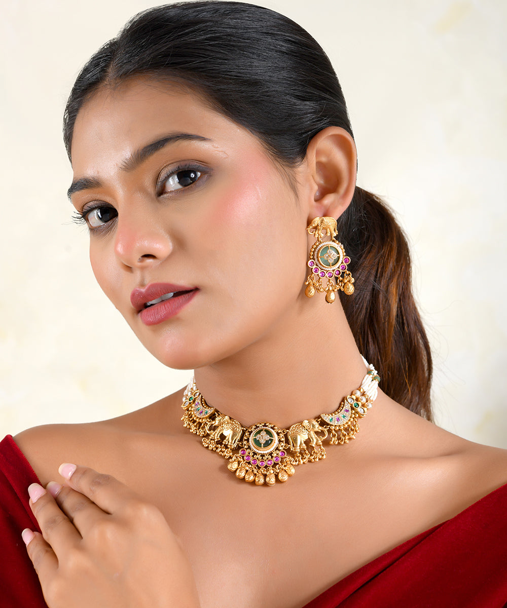 Gajalakshmi Temple Choker Set
