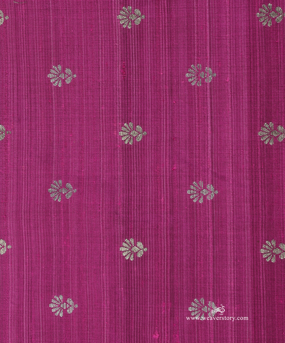 Purple_Handloom_Pure_Tussar_Silk_Banarasi_Fabric_With_Zari_Booti_WeaverStory_03