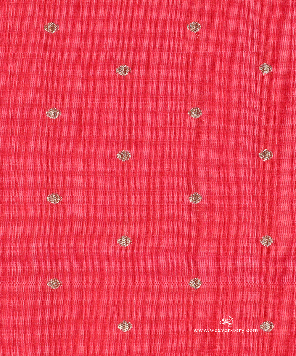 Pink_Handloom_Pure_Raw_Silk_Banarasi_Fabric_With_Small_Zari_Booti_WeaverStory_03